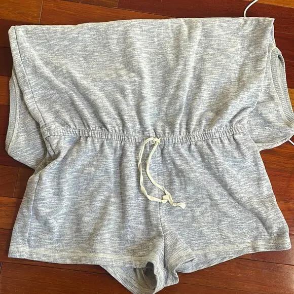 Victoria’s Secret Blue Jersey Romper Shorts Athleisure Space Dye Drawstring - Picture 5 of 7